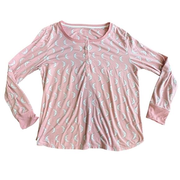 Kate Spade Moon Print Pajama Set - Size XL - Pink & White - Long Sleeve & Pants - Picture 2 of 8